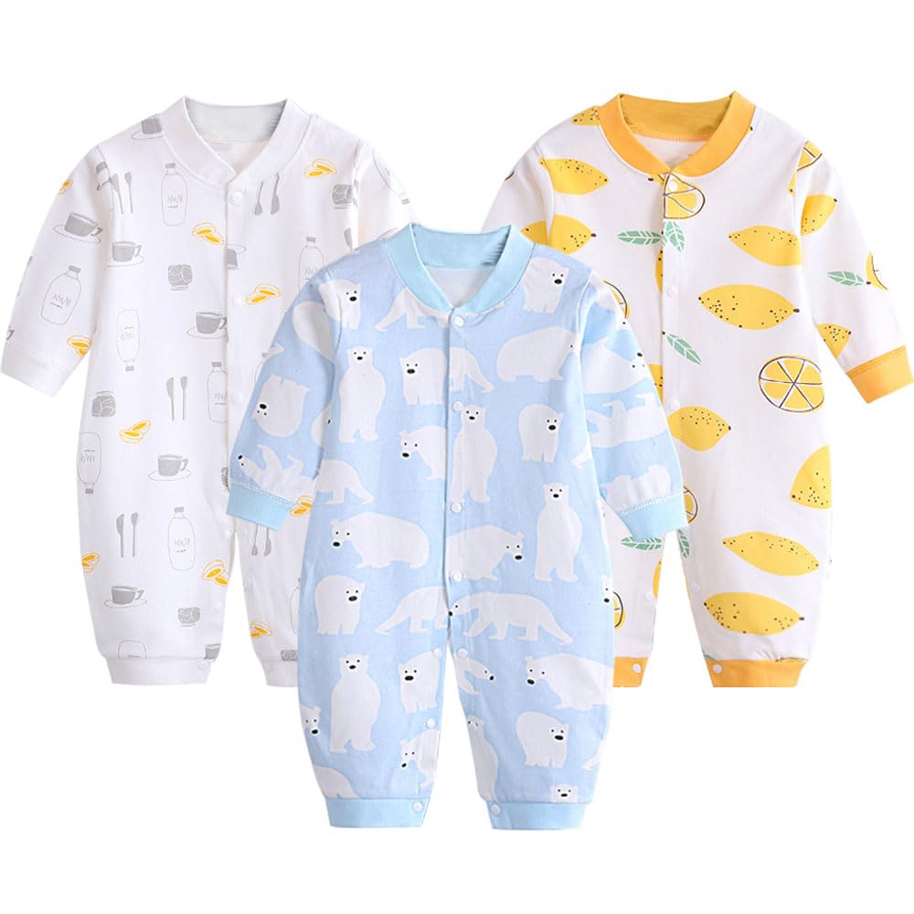 Baby Newborn Long Sleeve Front Boys and Cute Baby Baby Shower Polar Milk Bottle Polar Bear Months [miniGray] Clothes, Clothes, 3-Piece Set, 100%