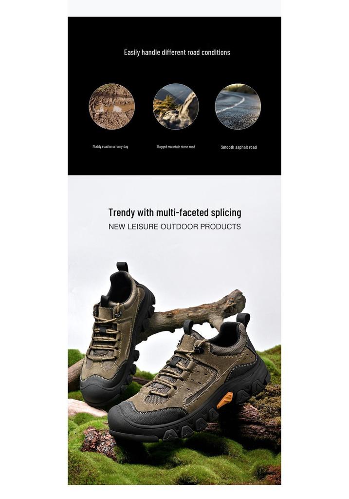Men's Low-Top Hiking Shoes with Non-Slip Toe Cap, Thick Soft Sole, and Lace-Up Design – Ideal for Outdoor Casual Wear.