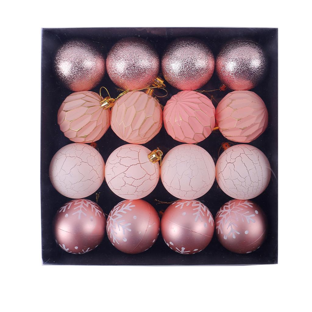 16Pieces Painted Christmas Ornament Set Colorful Christmas Sphere Baubles Ornament Set For Holiday Celebration