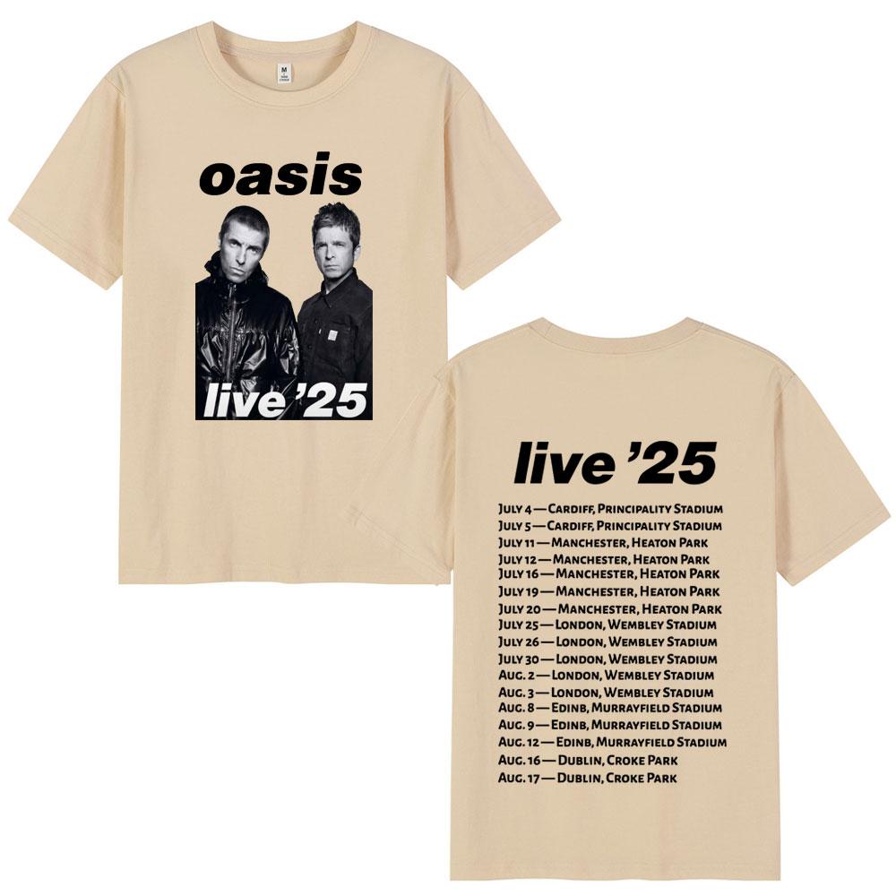 Rock Band O-Oasis Live 25 Tour T-Shirts Mens Women Summer Casual O-Neck Short Sleeve T Shirt Fans Gift Fashion Vintage Tee Shirt