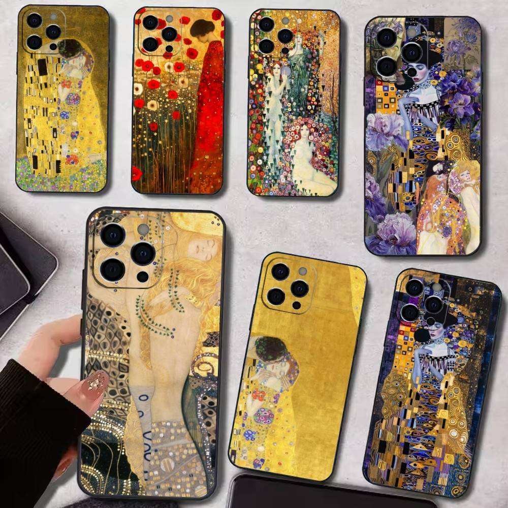 G-Gustav K-Klimt The Kiss Painting Phone Case Silicone Soft For IPhone 17 16 15 14 13 12 11 XS Plus Pro Max Plus