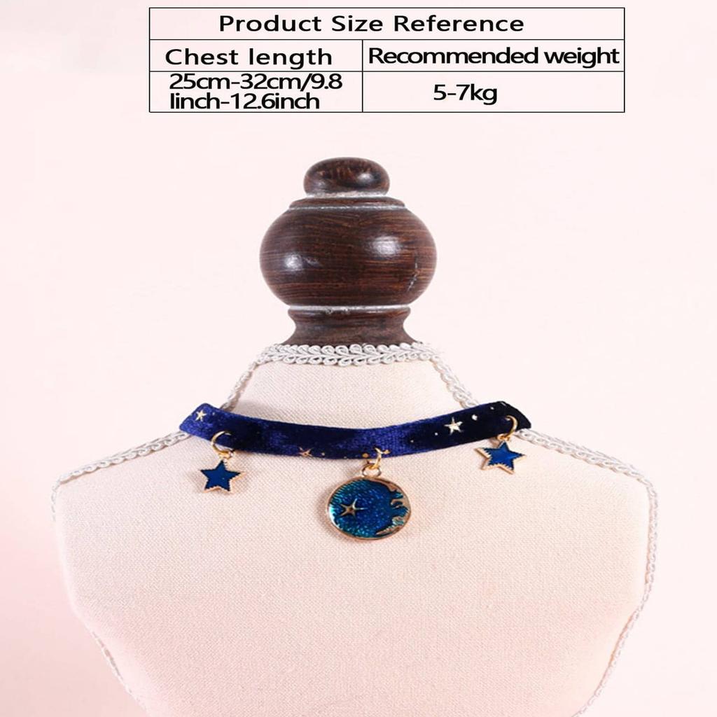 1pc-Cute Cat Pendant Necklace Printed Star Puppy Collar Lobster Clasp Adjustable Extension Chain Pet Collar