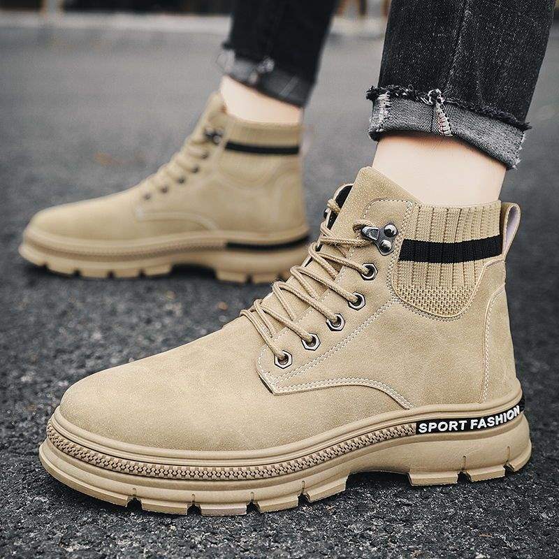 Autumn New Martin Boots Men's Versatile Casual Velvet Thickened Warm High-top Autumn Tooling Short Boots Men's Snow Boots