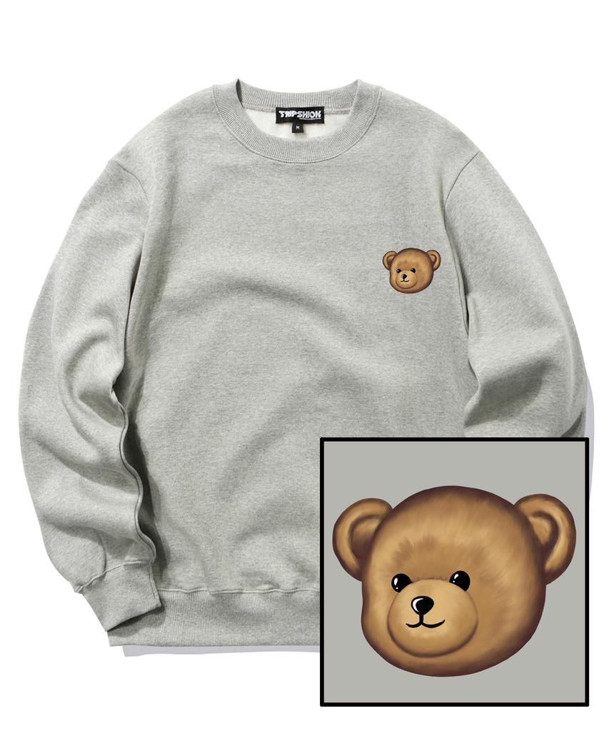 TRIPSHION Small Bear Logo Crew Neck - Gray