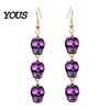 Lightweight Festival Earrings 1 Pair Acrylic Halloween for Women, Triple Skulls Drop Dangle Creative Skull Ornament Earrings, Gothic Jewelry