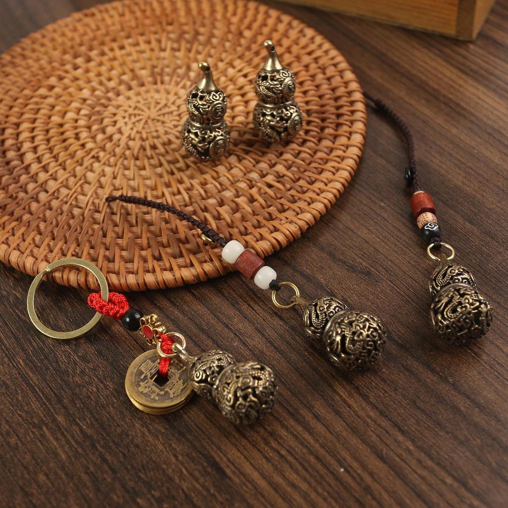 Tang Teng Messing-Kürbis-Schlüsselanhänger – Glückverheißendes, handgefertigtes Accessoire für Taschen und Handys