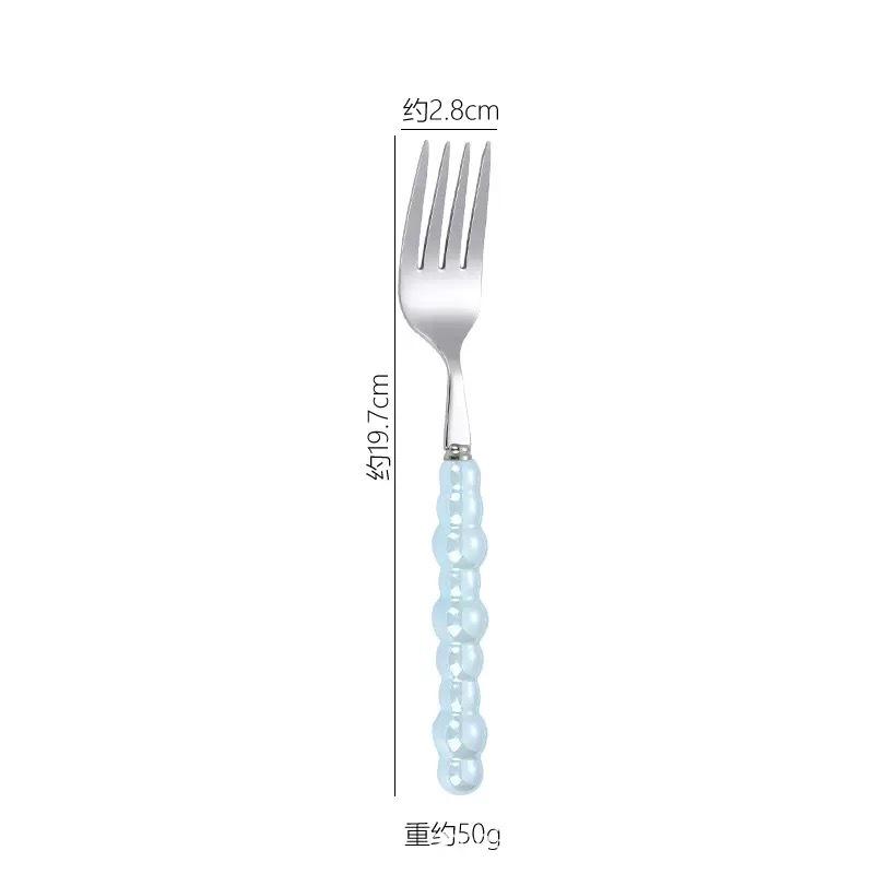 Light luxury Pearl Byen cutlery spoon High appearance level ceramic handle cutlery Steak cutlery Dessert cake fork 1PC