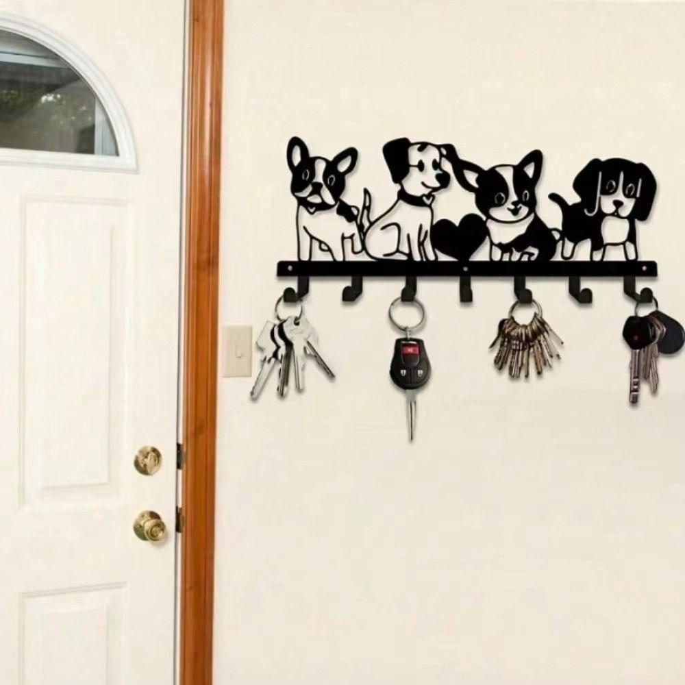 Iron Cartoon Dog Coat Hook Nordic Key Holder Durable Clothes Storage Rack Entryway