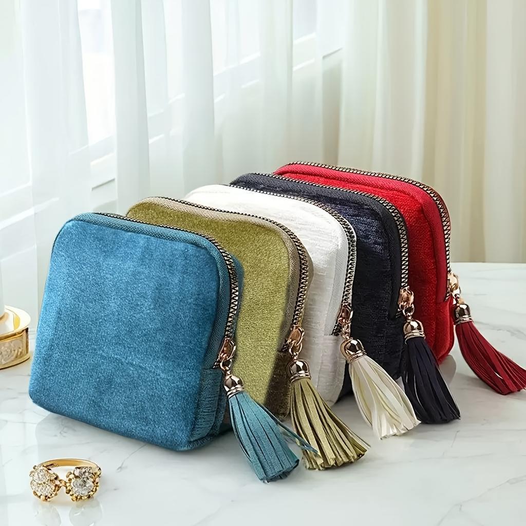 Tassel Pendant Jewelry Zipper Bag Large Capacity Travel Storage Pouch for Ring Bracelet Jewelry Organizer
