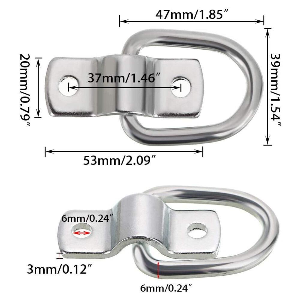 2/4/6/8Pcs Trailer Connector Link D Rings Lashing Hooks  Truck  ATV Boat Kayak