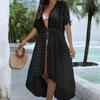 Women's Cover Up Plus Size Polka Dot Dimensional Chiffon Shirt Beach Sun Shirt Irregular Tie Cardigan Cover-Ups