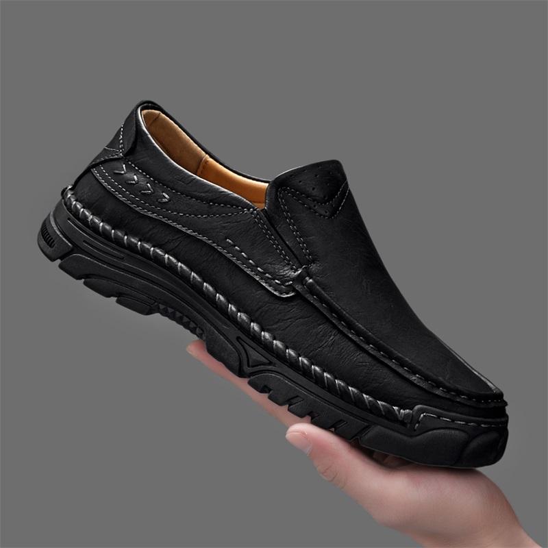 Men Leather Loafers Handmade Casual Shoes Classic Moccasins Walking Slip on Flats Male Business Shoes Driving Shoes