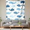 Cute Cartoon Blue Whales Pattern Patterned tapestry for bedroom and living room home decor