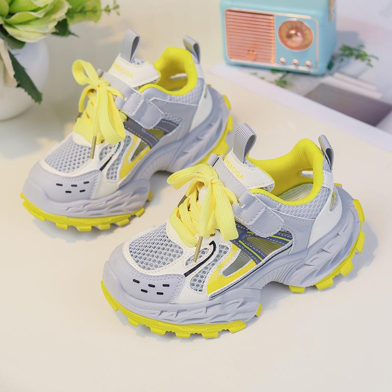 

Kids Sports Sandals Thick Soft Sole Students Running Shoes Hollowed-out 2025 Summer New Children Casual Shoes Mesh Breathable 27 жёлтый