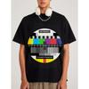 His-and-hers Matching Black T Shirt No Signal TV Test Pattern Please Stand By Graphic Print Casual Streetwear Fashion Men's Top