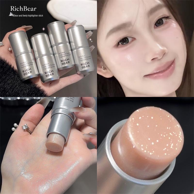 RICH BEAR Dewy Skin Highlighter Stick: Women's Fine Shimmer Contour and Blush Makeup.