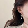 Water droplet shaped long natural pearl earrings make you look slimmer, willow leaf zircon elegant temperament, water droplet shaped pearl earrings