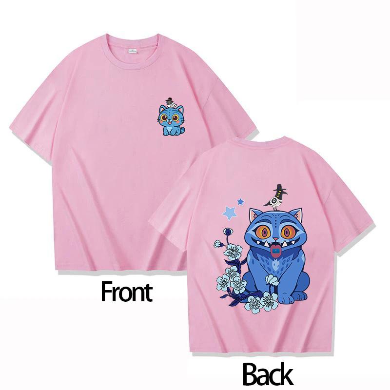 Round Neck Boys Girls T-shirt Cute KPOP Demon Hunter Tiger Derpy Parent-child Girls Short-sleeved Comfortable Adult Top
