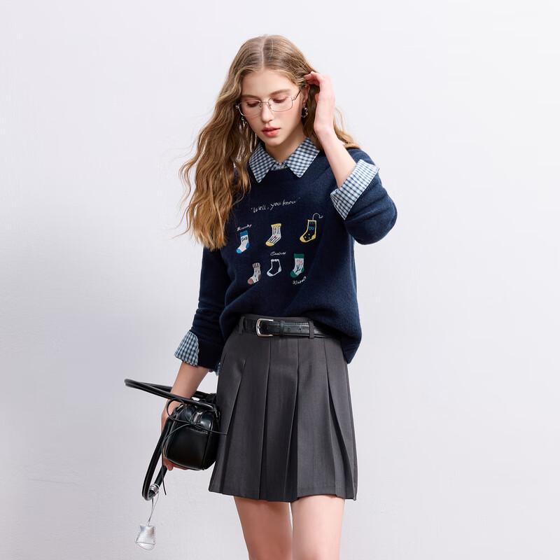 

Sancai 2025 Winter Embroidered Letter Knit Pullover S