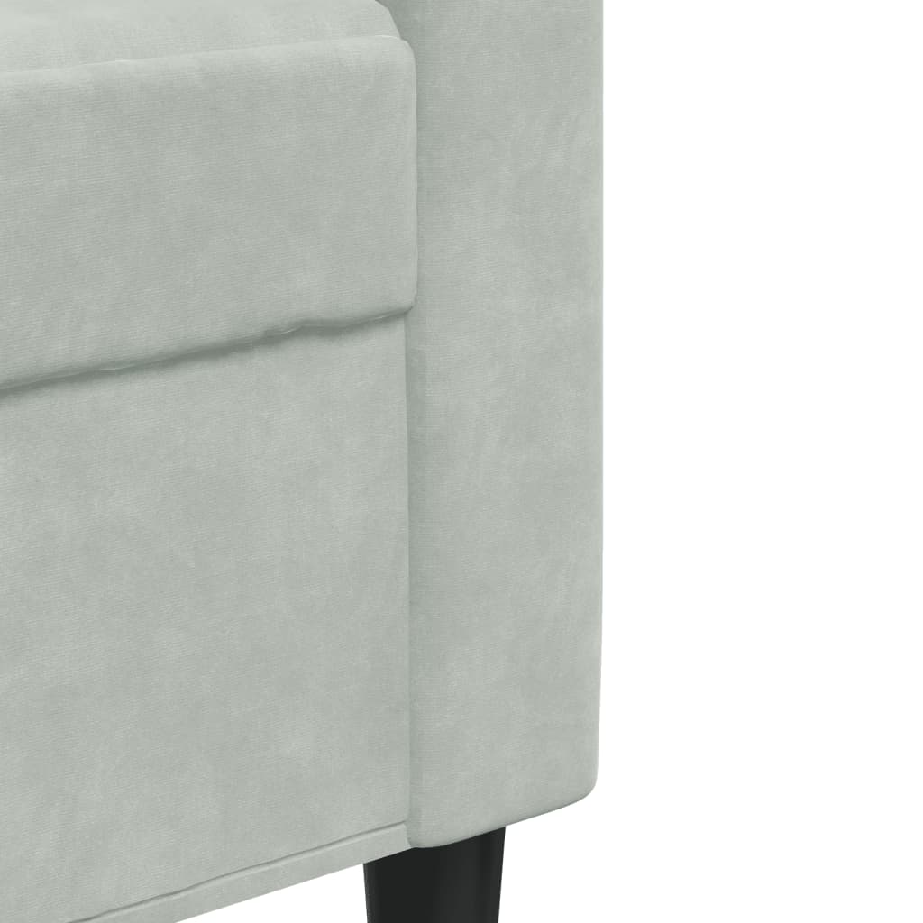 3-teiliges Sofaset mit Kissen Hellgrauer Samt