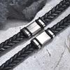 Initials Leather Bracelet for Men Boys,Stainless Steel A-Z 26 Letter Charm Woven Wristband,Casual Jewelry Gift To Father Husband