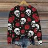 Women's Casual Long Sleeve Halloween Print Neck Sweatshirt