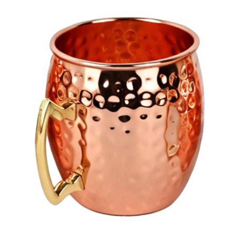 Copper Cocktails Mug with Textured Metallic Finish, Hammered Moscow Mules Cup for Home Dining, Kitchen Bar, Parties, Camping, and Picnics