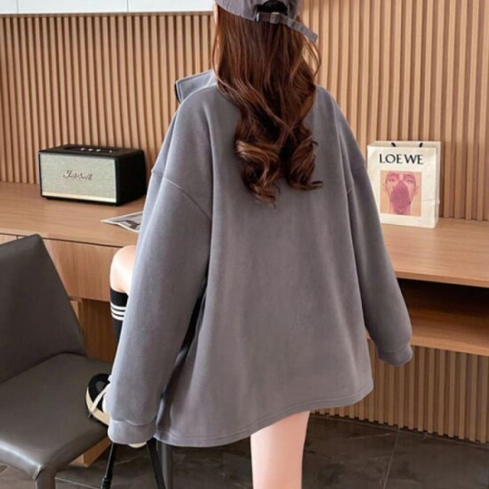 Navava Women Velvet Fleece Long Sleeve Zip Up Outer Nc449