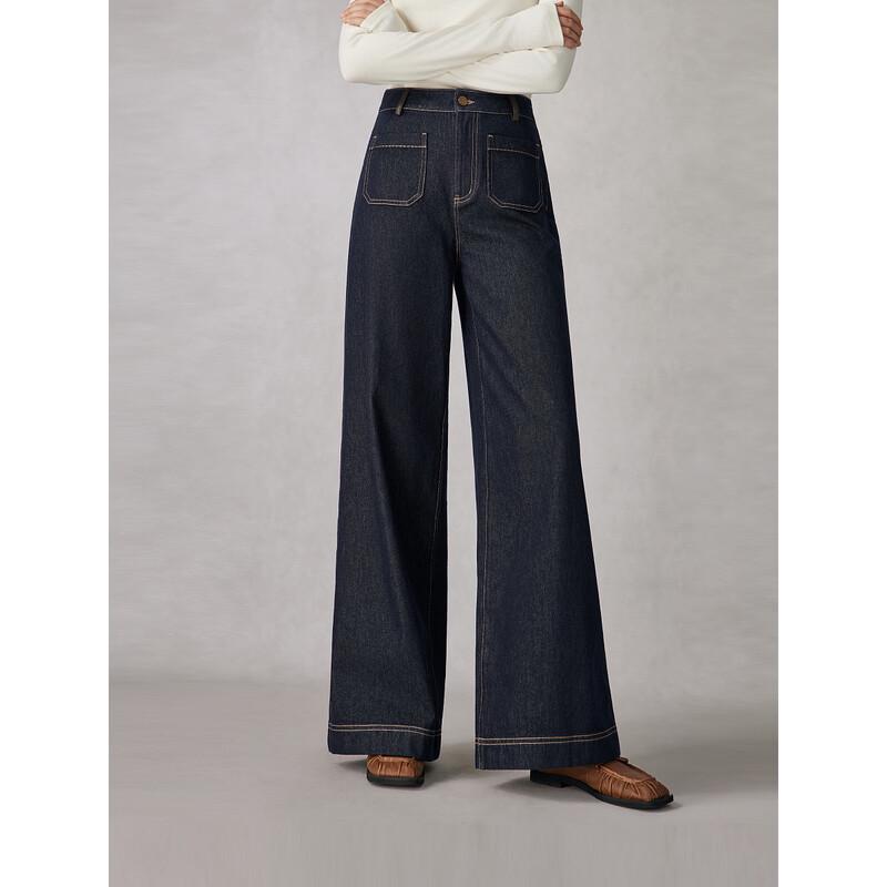 ELLE Women's Retro High-Waist Straight Leg Denim Jeans