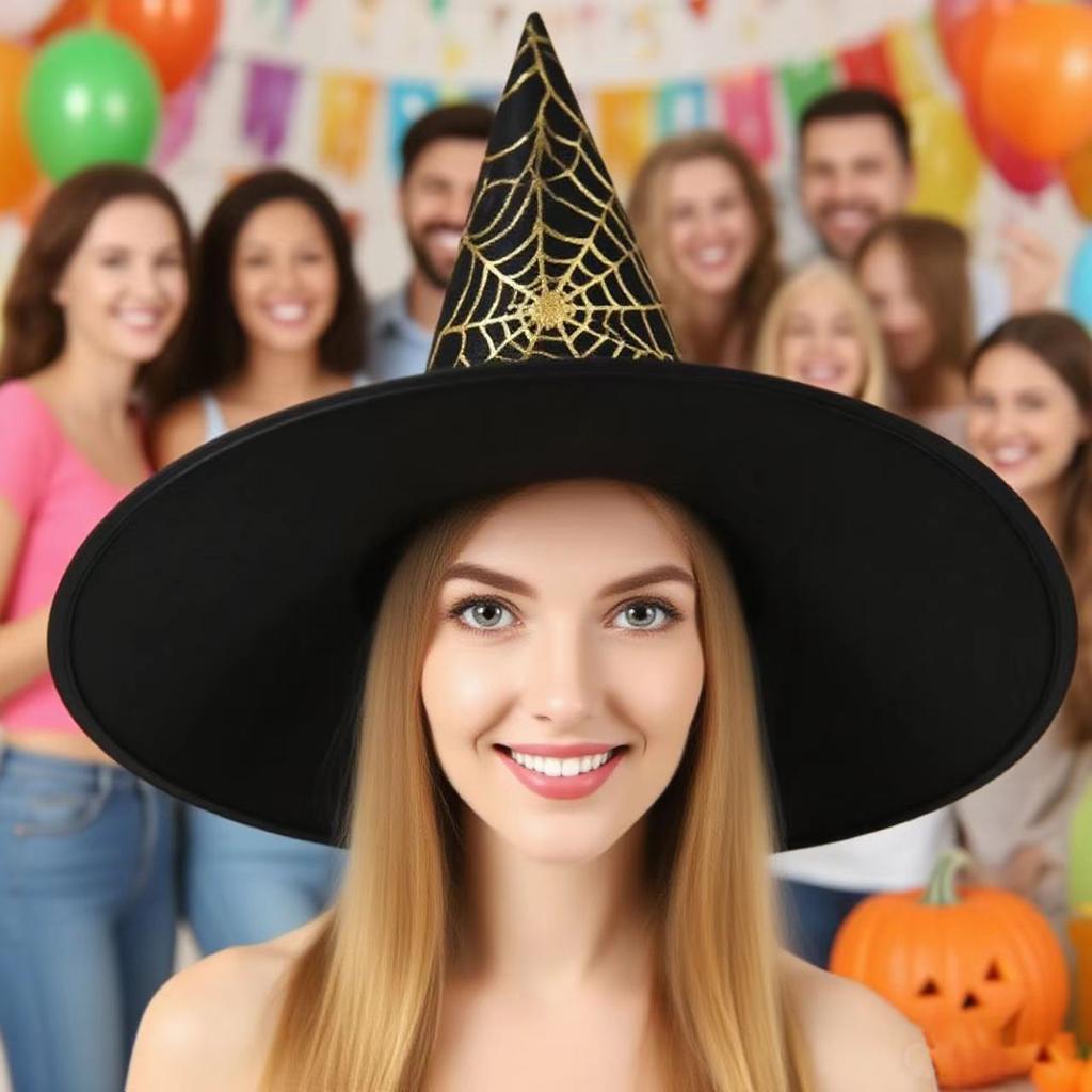 Witch Hat Halloween Decoration Supplies Witch Hat Children Adult Prom Party Dress Up Mesh Wizard Magics Hat for Party