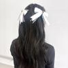 Set of 2 White Lace Ribbon Clips with Heart Jeweled Ribbons, Lolita, Dreamy Kawaii, Gothic Lolita Hair Clips, Hairpins, Hair Accessories [Used]