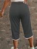 2025 Plus Size European & American Color Block Casual Capris - Summer Loose Fit