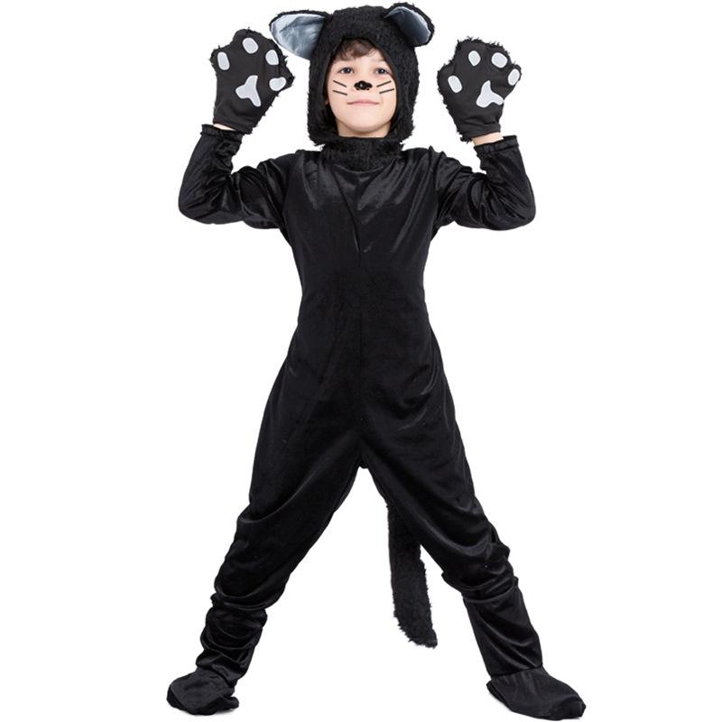Kostým pro chlapce Pinse Halloween Černá kočka Maškarní - Dětský výkonnostní Cosplay outfit