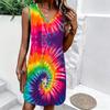 Plus Size V Neck Sleeveless Dress Dappled Sunlight Forest Stream Print For Outdoor Afternoon Rest