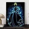 Disney Diamond Painting 5D Cinderella Neon Silhouette Illustration Cartoon Movie Cross Stitch Embroidery Handmade Gift Home Decoration