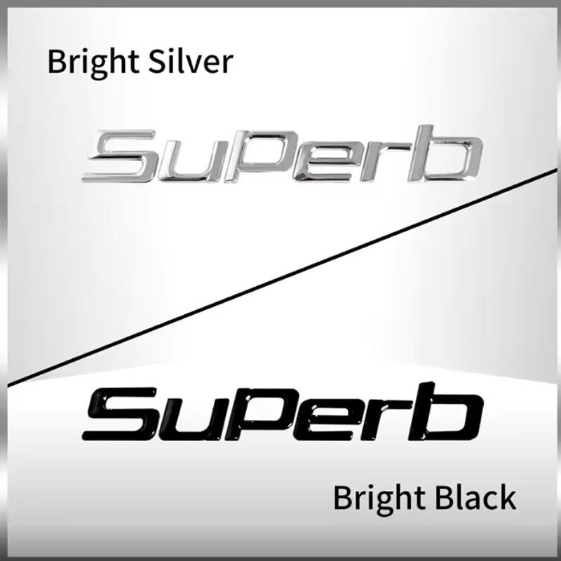 JBIW9 3D Metal Car Rear Trunk Emblem Chrome Badge Sticker For SKODA OCTAVIA SUPERB KAROQ FABIA RAPID 4x4 YETI Letter Logo Decor