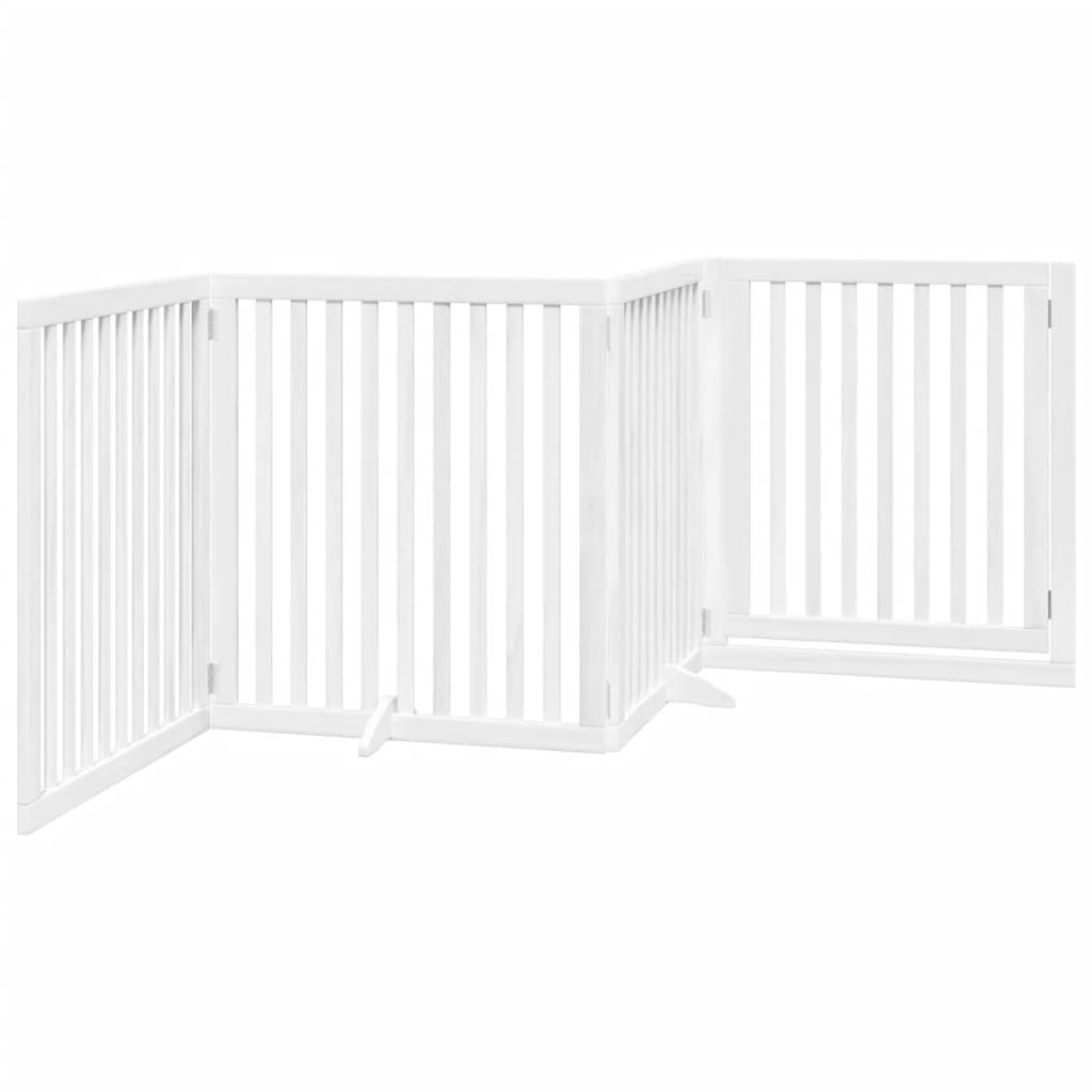 Vidaxl Foldable Dog Gate, With Door, 4 Panels, White, 320 Cm