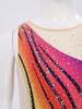 Maillot de ballet pour enfant à manches courtes, bloc de couleurs, strass, body en maille avec fermeture à pression à l'entrejambe pour gymnastique rythmique, spectacle sur scène
