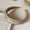 Vintage Wide Brim Hair Hoop PU Leather Face Wash Headwear Cool Rivet Headband  Outdoor