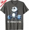 Panda The Struggle Is Real Weightlifting Fitness Gym Funny Tshirt Cotton Vintage T Shirt Unisex Summer Streetwear Tops Camisas