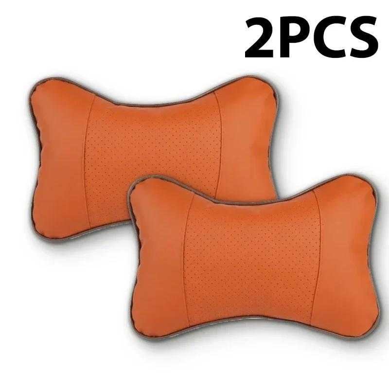 2 Stück Autositz Kopfstütze Universal PU Leder Auto Innenraum Kopfstützkissen Schulterschutz Reise Nackenstütze Weiches Kissen