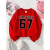 European Sizes Stylish Sweatshirt for Girls Featuring 67, Perfect for Autumn & Winter. Long-Sleeved Top In Various Colors, Casual Wear.
