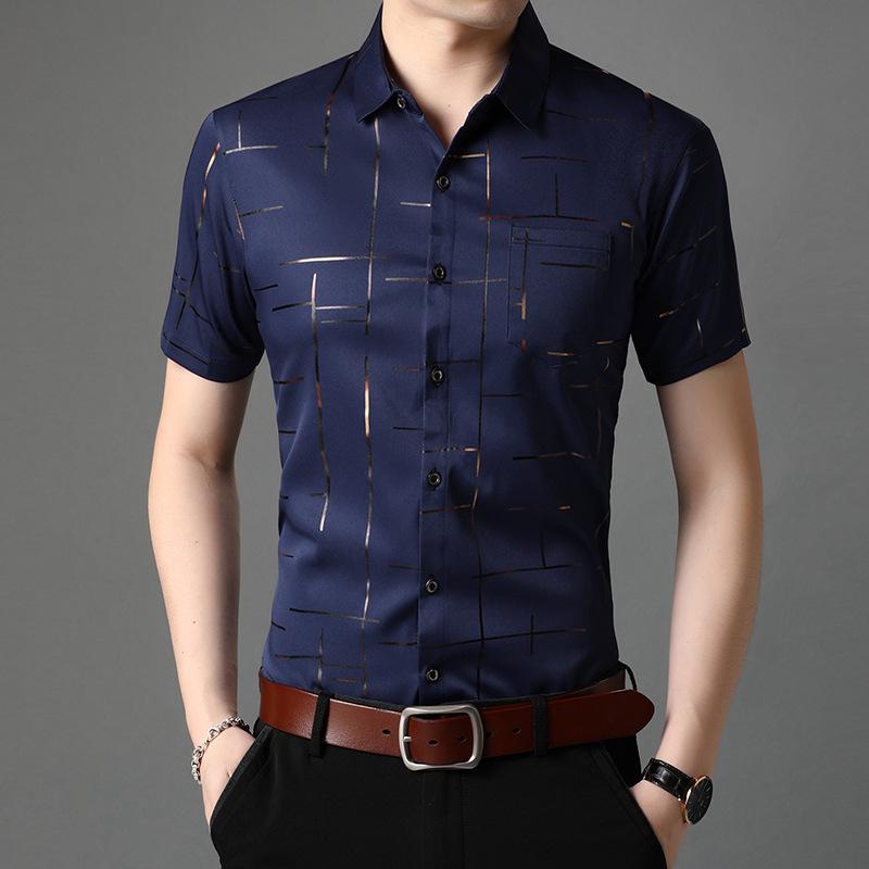 Middle-aged Men's Casual Trendy Short-Sleeve, Iron-Free Summer Shirt