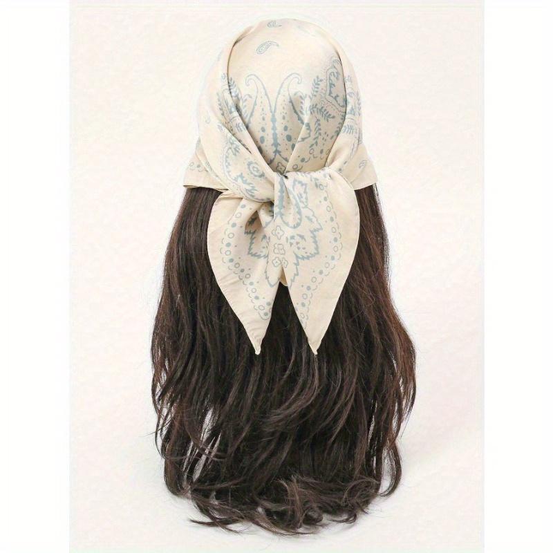 1pc Women's Paisley Printed Bandana, Silk Headscarf Elegant Headwrap For Daily Wear Skull Skeleton