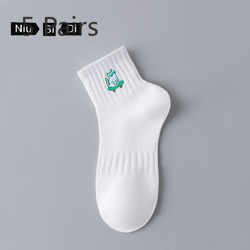 5 Pairs of Boys Summer Thin Deodorizing Cotton Sports Tube Socks