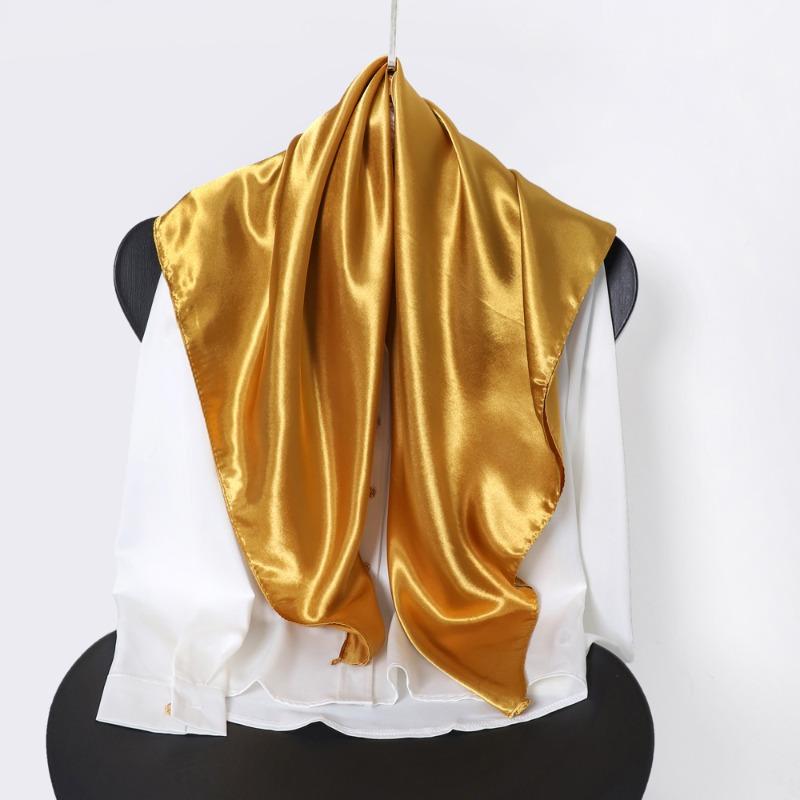 Classic solid color silk scarf women's trend versatile shawl simulation silk bag headscarf 90cm square scarf
