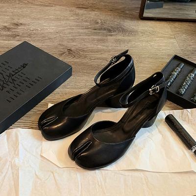 Décolleté Tacco Alto Moderno Donna Tacco Alto Rotondo Pelle Punta Quadrata Spaccata Scarpe Décolleté Sandali Primavera Estate Scarpe Mary Janes Tacchi Donna
