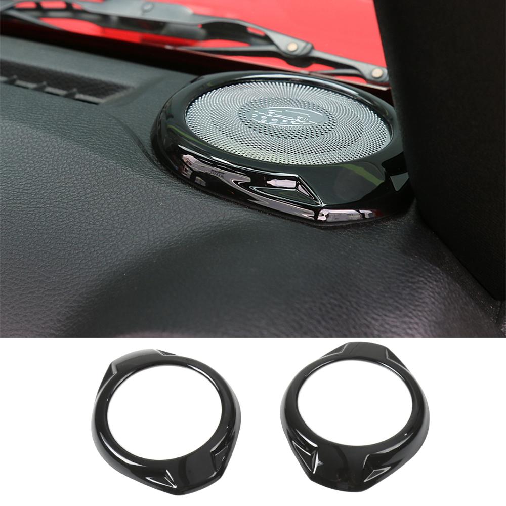 Car A-Pillar Loud Speaker Decoration Cover Ring Trim Frame Stickers for Jeep Wrangler JK 2015 2016 2017 Interior Accessories