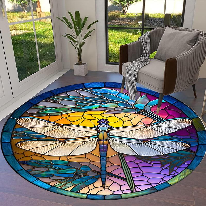 1pc Office Carpet Chair Mats Stained Glass Dragonfly Artwork Perfect for Decorating Office Chairs, Living Rooms, Or Bedrooms