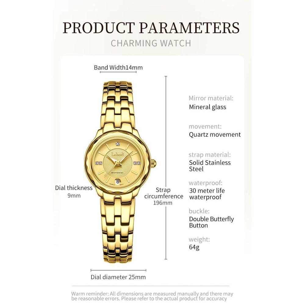 Deselon Women's Elegant Gold Wristwatch Stainless Waterproof Small Business Gift for Girlfriend